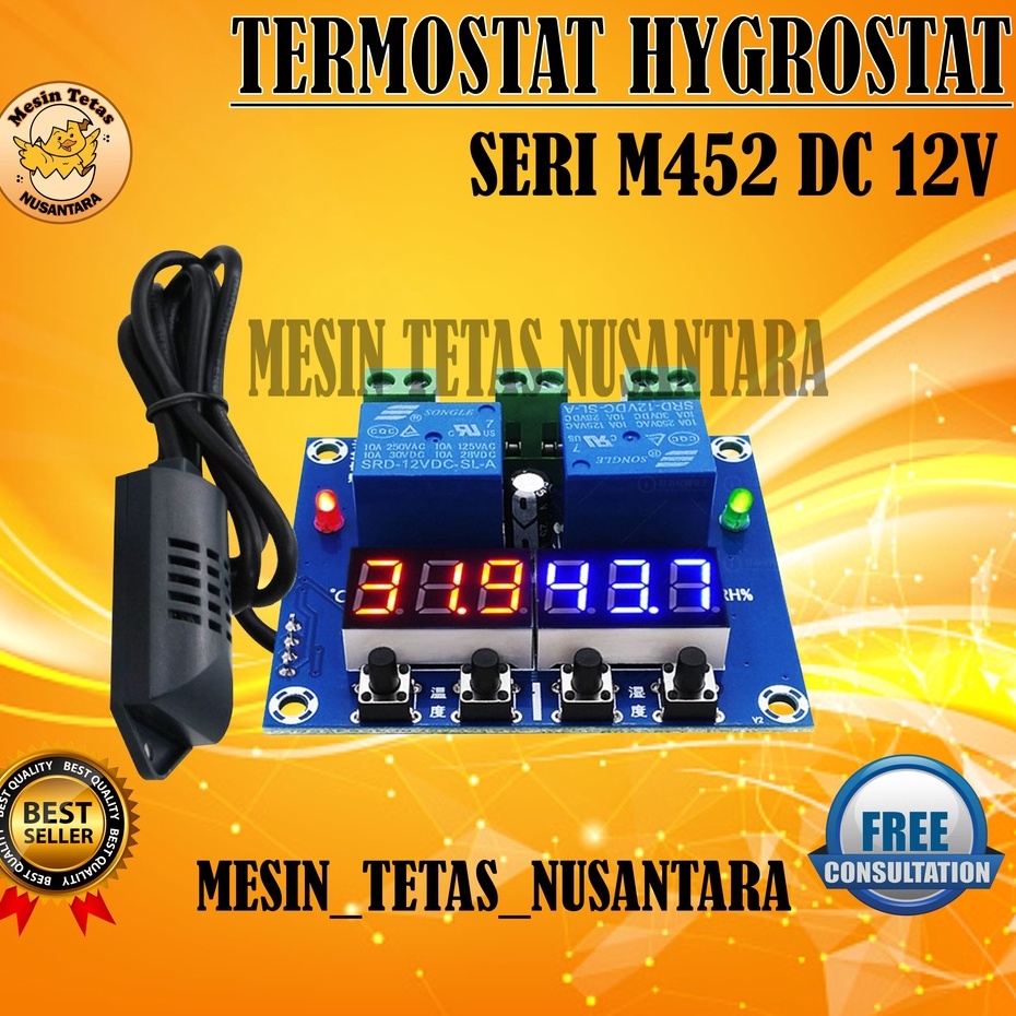 XH-M452 Temperature Humidity Control DC 12 volt Thermostat Hygrostat 12V Suhu Kelembaban M452 Mesin Tetas