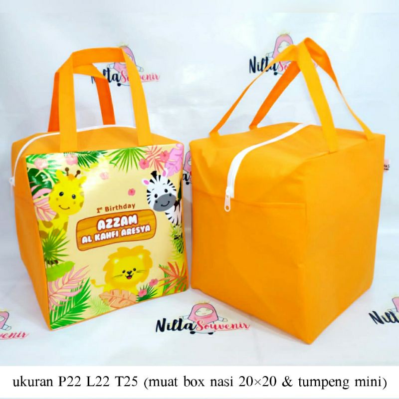 tas ultah souvenir ulang tahun anak animal Goodiebag ultah resleting jungle custom