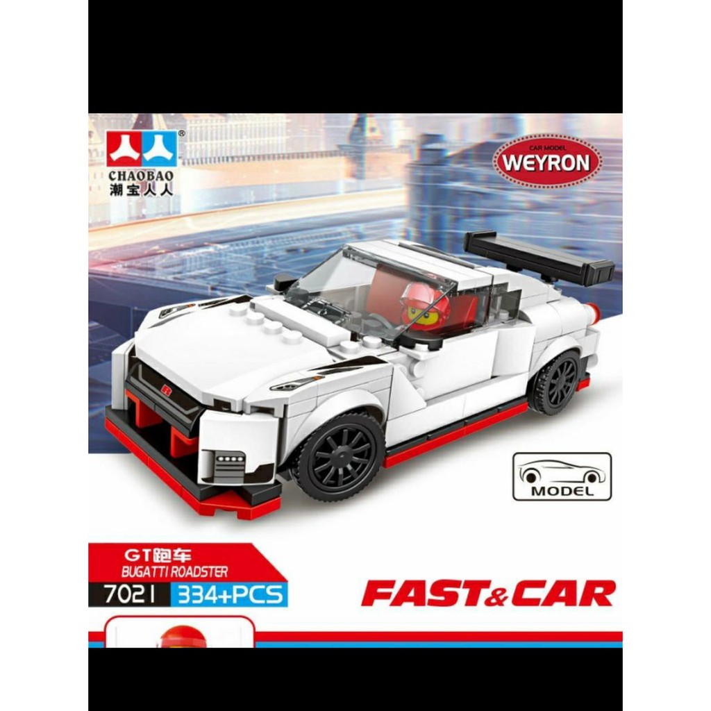 Brick Lego Mobil Balap Race Fast And Car 334Pc Weyron Bugatti Roadster