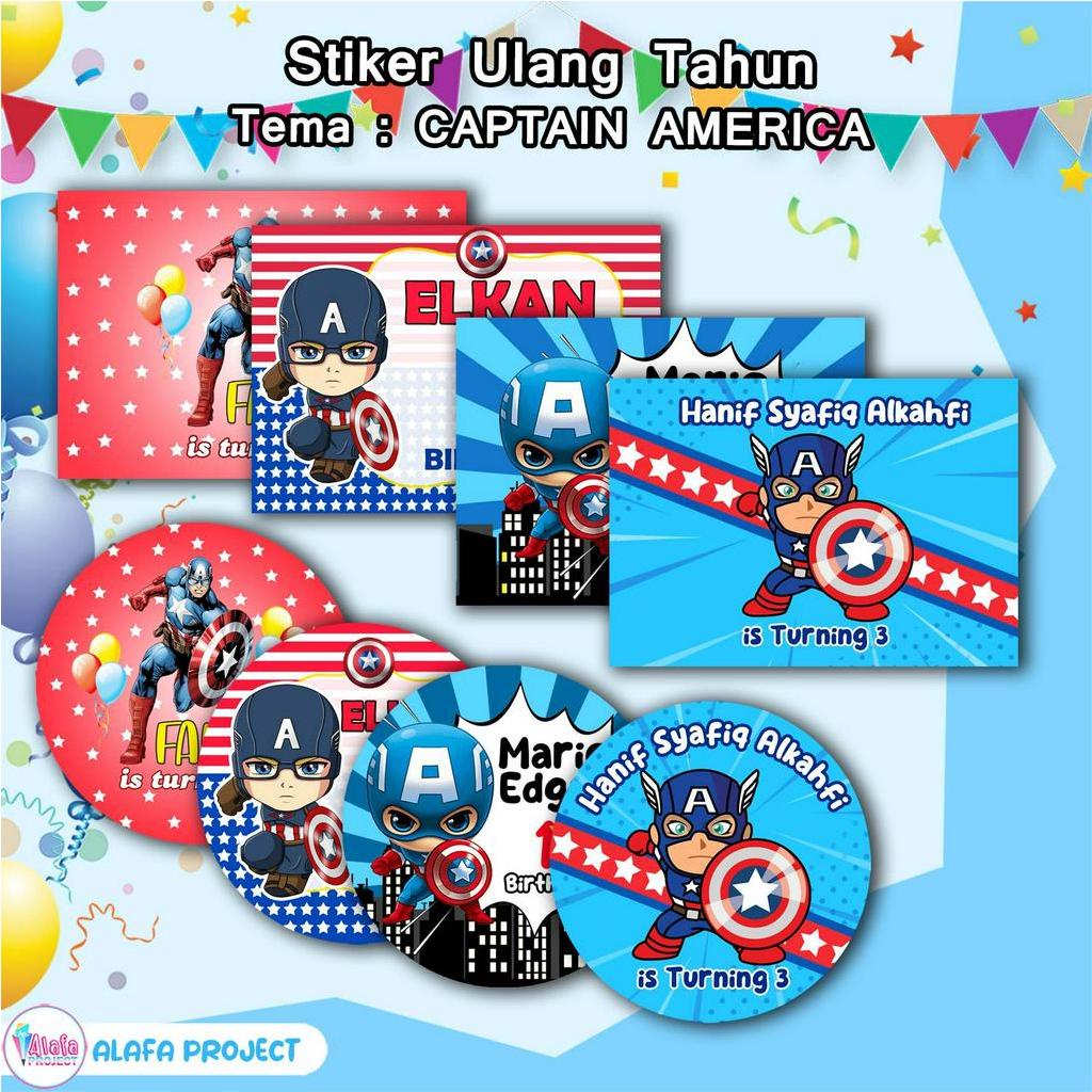 

Captain America Label Ulang Tahun Stiker Bulat Stiker Ulang Tahun Stiker Birthday Alafaproject