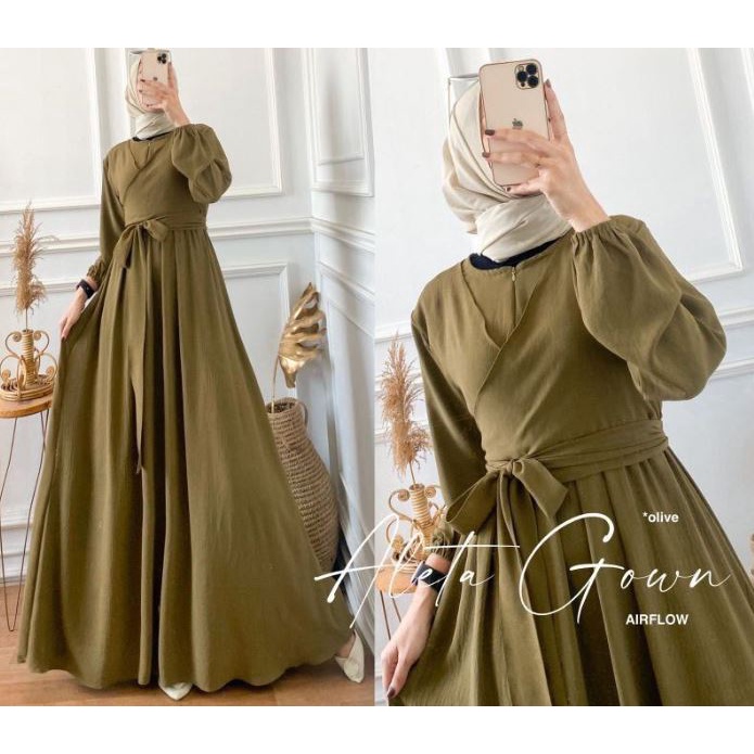 (DBY) GAMIS ALETA ATASAN WANITA LONG DRESS CRINCLE AIRFLOW