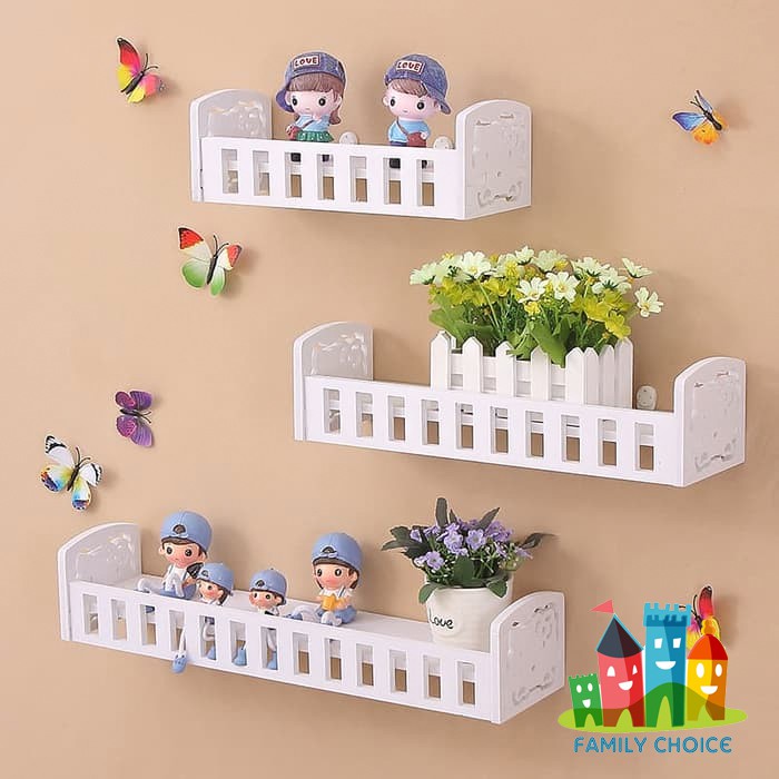 Rak dinding Taman Minimalis 1set isi 3pcs bonus6 stiker kupu2