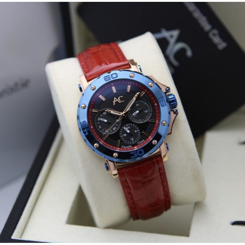 Jam Cewek Alexandre Christie AC9205 Original Red Blue Rosegold