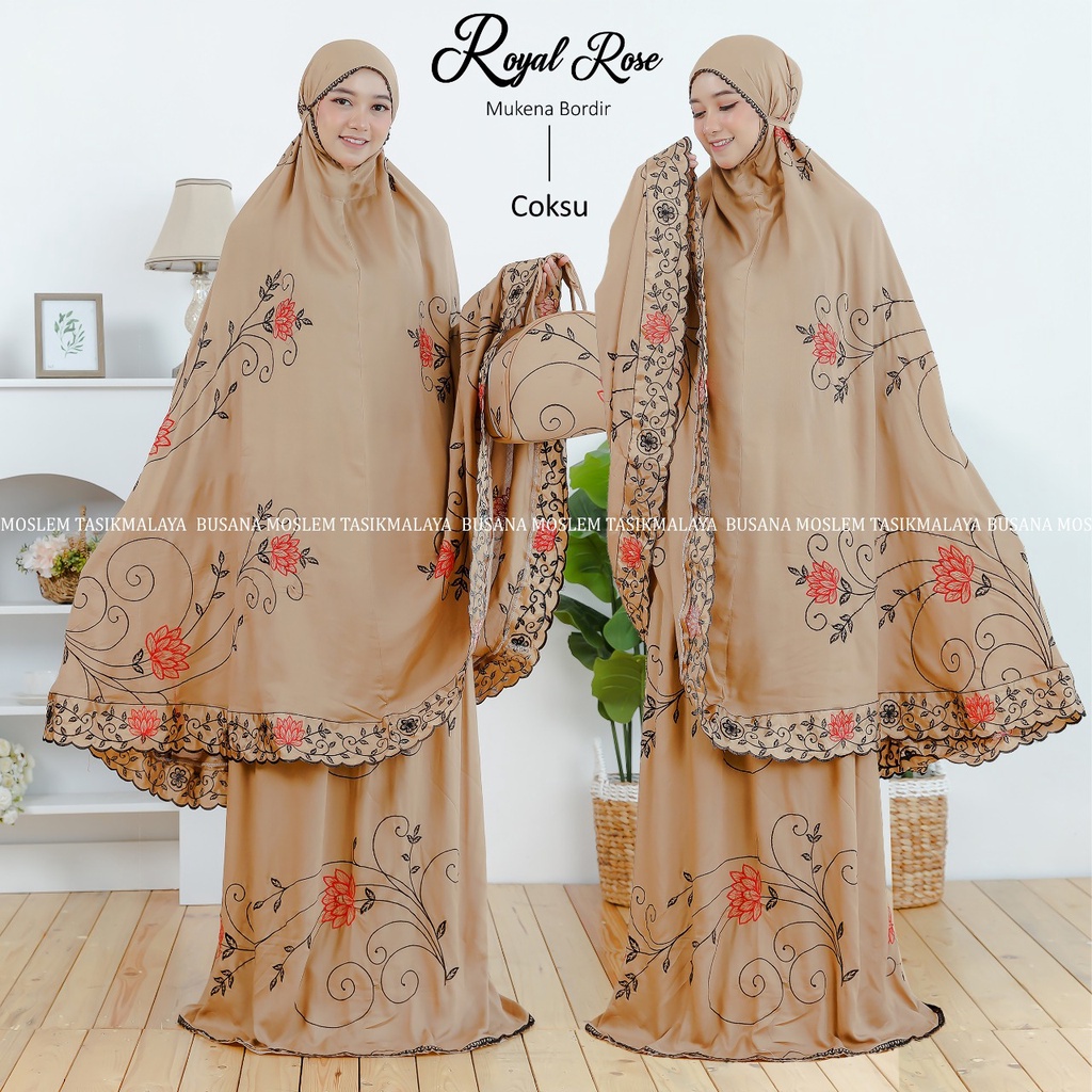 C.O.D - MUKENA DEWASA BORDIR ROYAL ROSE - MUKENA DEWASA TERBARU BORDIR MEWAH - MUKENA HANTARAN TERBA