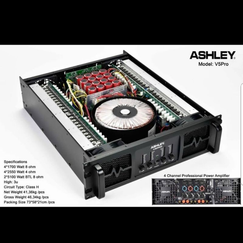 Power amplifier Ashley v5pro original 4 channel
