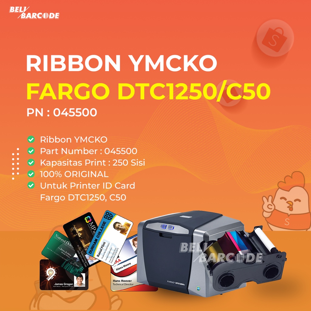 RIBBON COLOR YMCKO PN: 045500 - 45500 ID CARD FARGO C50 - DTC1250e