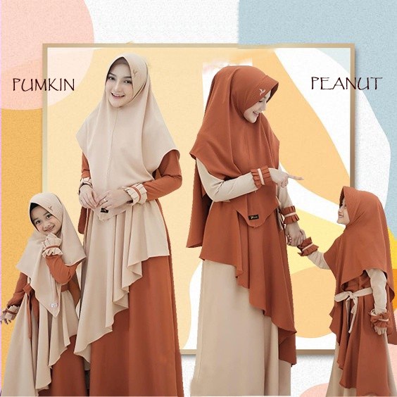 Gamis Couple Keluarga Plus Hijab Baju Muslim Ibu Dan Anak Terlaris Fashion Wanita