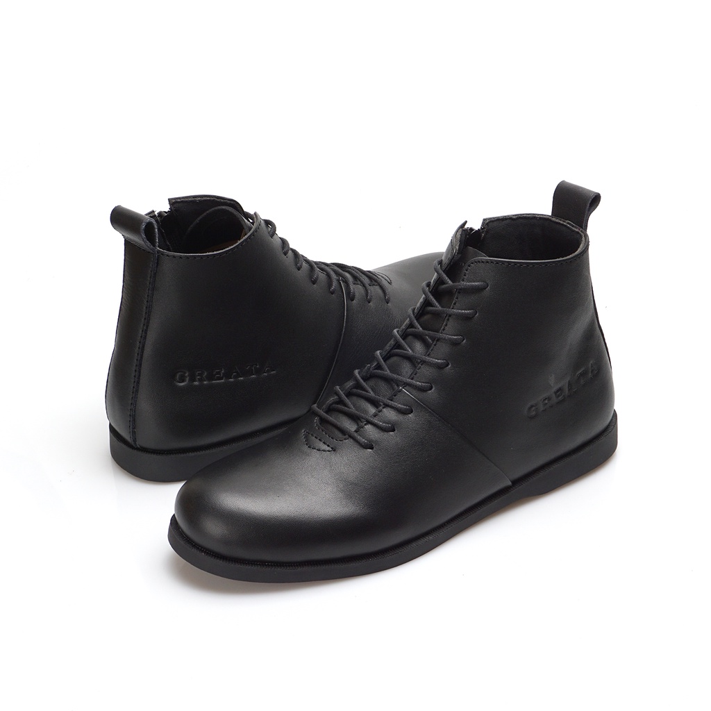 Sverker Black (Kulit Asli) - Boots pria Kulit Asli Kasual Original - Boot Pria Kulit Sapi Asli