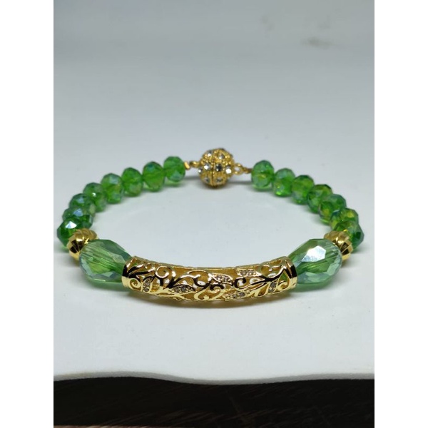 Gelang Bambu Kristal Hijau Magnet