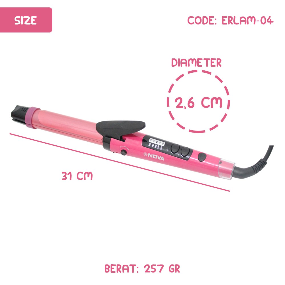 ELRAM-04 | BIG NOVA Catok Rambut 2in1 Catokan Besar 2 in 1 Curly Produk Syling Rambut Wanita