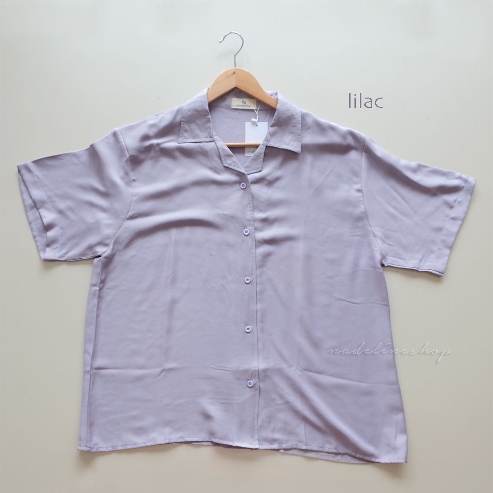 SUMMER SHIRT POLOS KEMEJA OVERSIZE SANTAI LENGAN PENDEK KERAH BOWLING BAHAN RAYON PREMIUM-NAMBASHIRT-LILAC