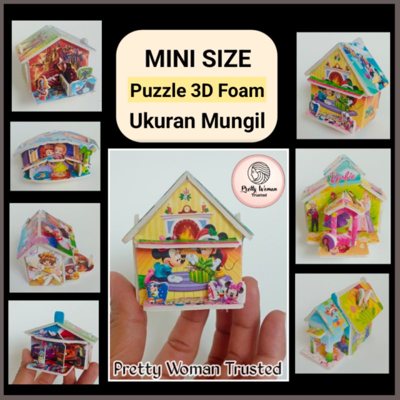 MINI Puzzle 3D Foam UKURAN MINI (MUNGIL) Barbie Ultraman Mickey Mouse Princess Sofia Sakura Winnie T