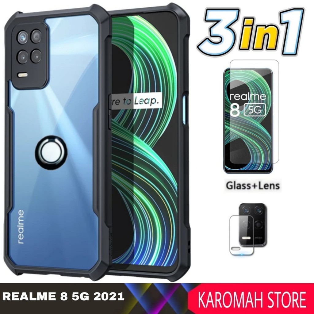 Case Realme 8 5G Shocprof Tpu Cincin Rinkg+Tg Bening+TG Camera
