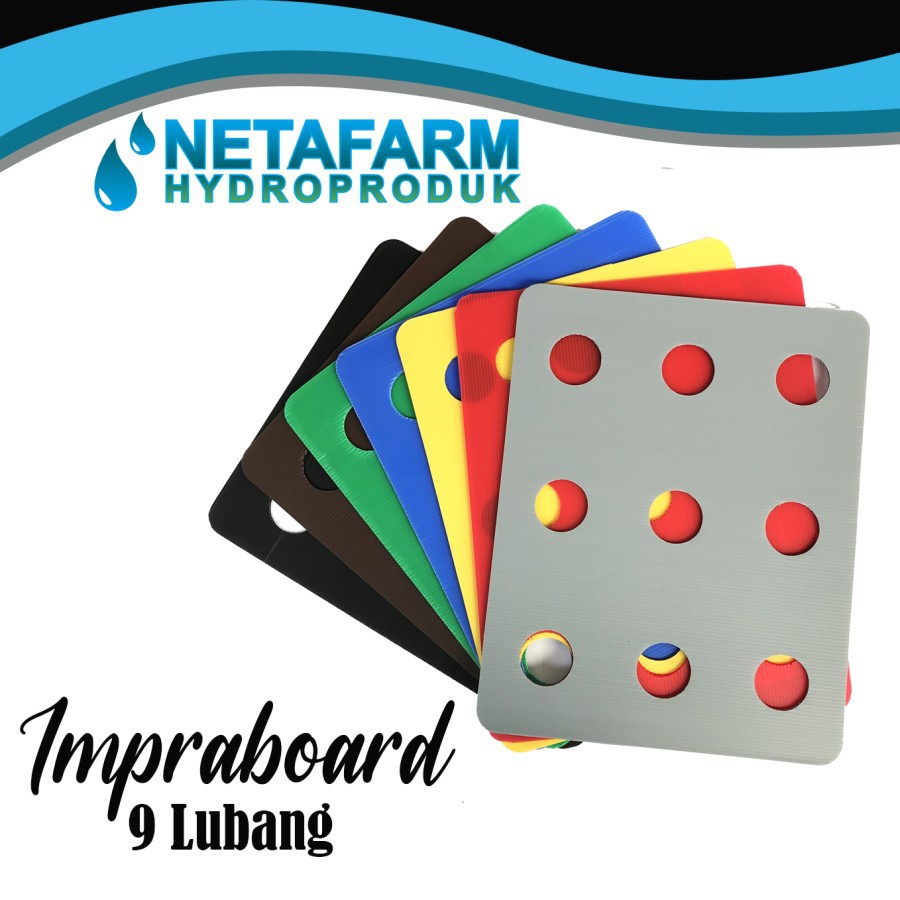 Impraboard Tutup Bak Hidroponik 9 Lubang Sistem Wick ( Set 18 pcs )