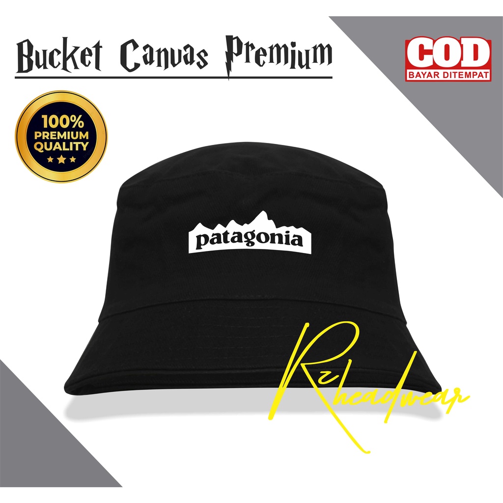 Topi Bucket Hat 1Sisi Anti UV Motif Sablon Fatagonia / Bucket Hat Sablon