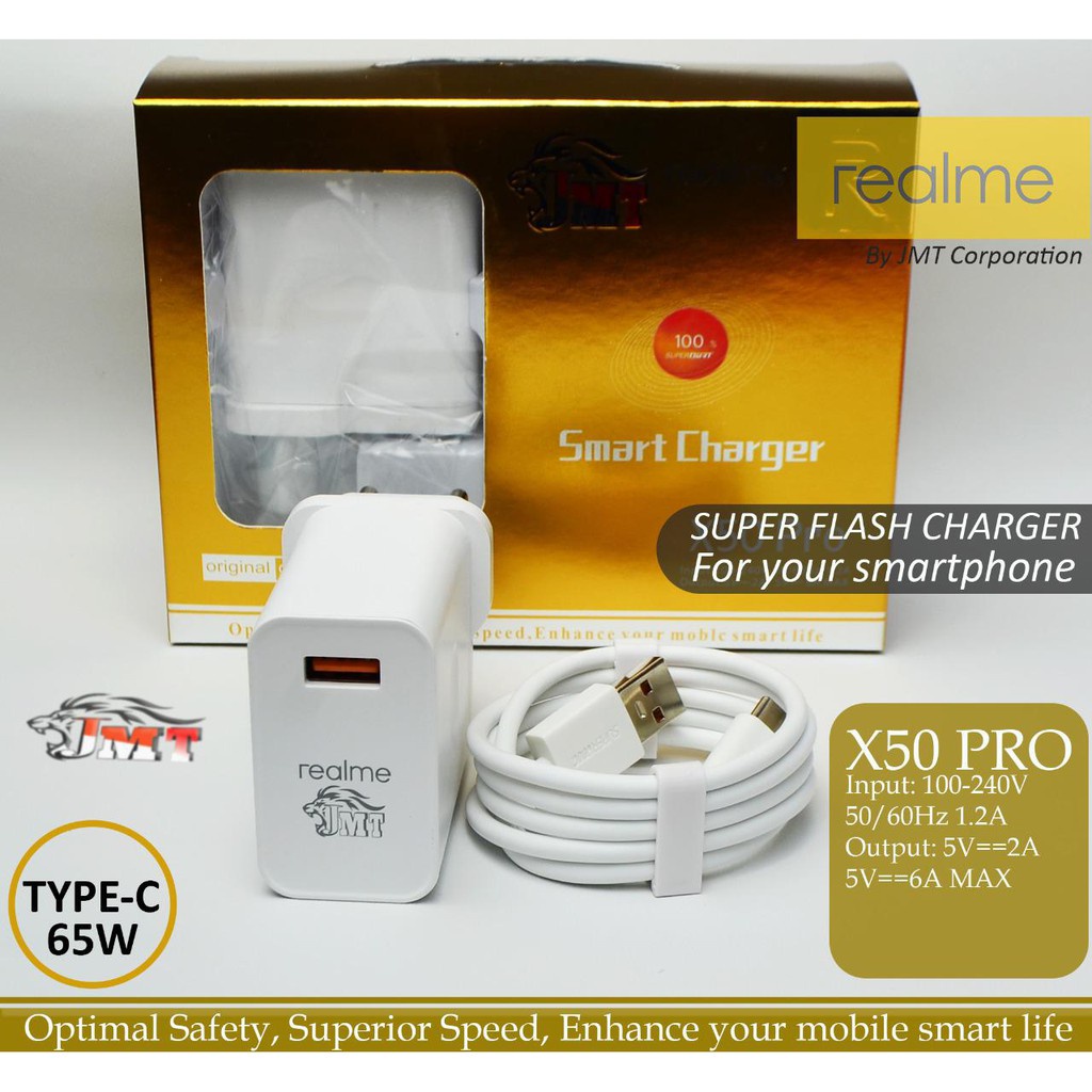 Charger Realme X50 Pro 6 6s 6 Pro 7 8 X2 X3 X3 Super Zoom VOOC 65W TYPE-C Original