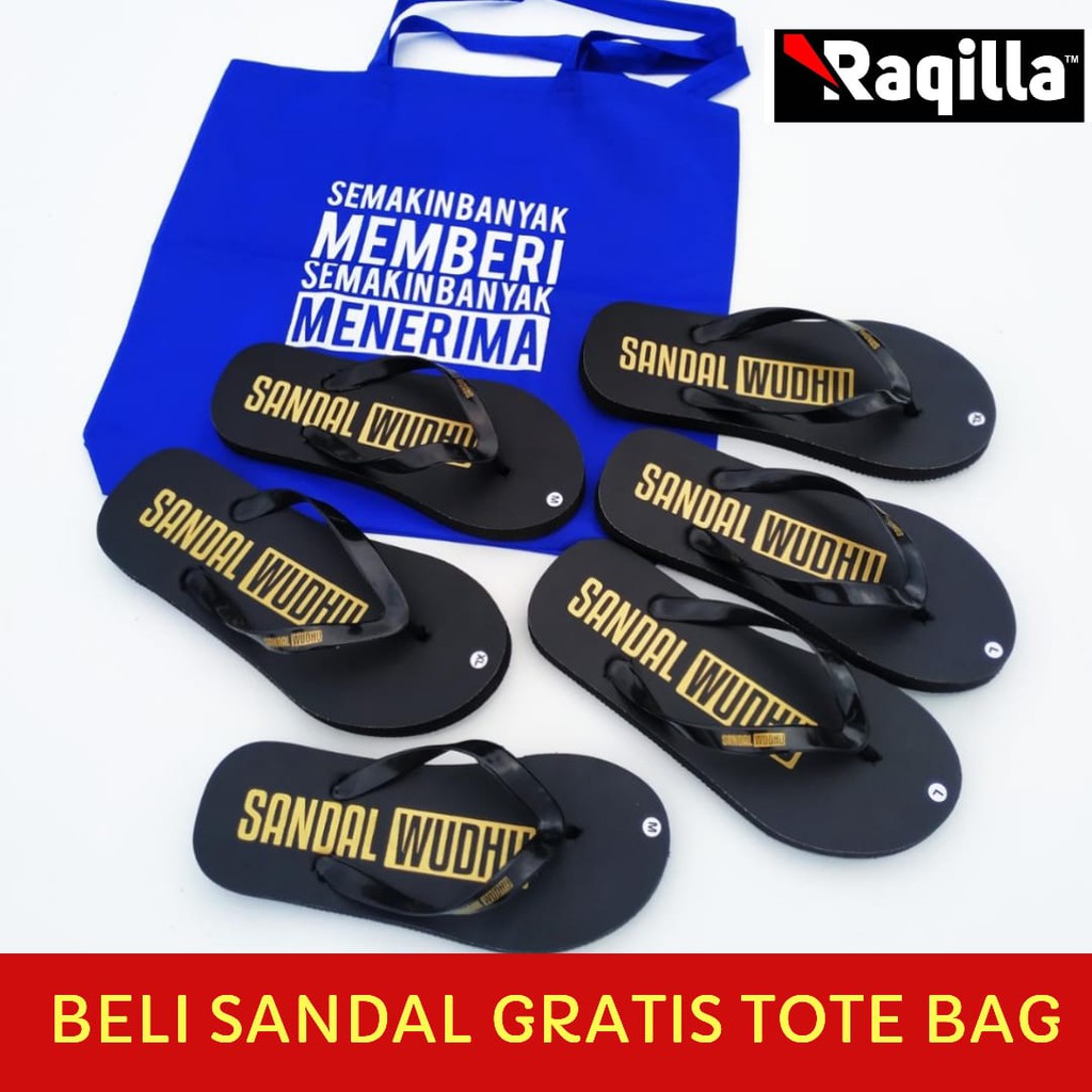 Paket 10 sett/psg Sandal Wudhu Masjid Sablon Gold PREMIUM