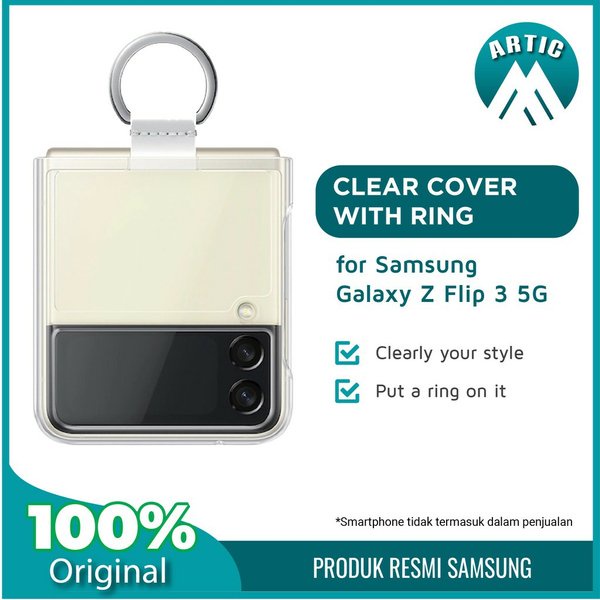 Original Official Samsung Hard Case Ring Clear Transparan Cover Samsung Galaxy Z Flip 3 5G 2021