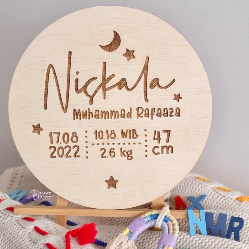 Custom Plaque for Baby/ Wooden Plaque/ Kids Name/ Papan Nama Anak Kayu/ Gantungan Nama/ Baby Announc