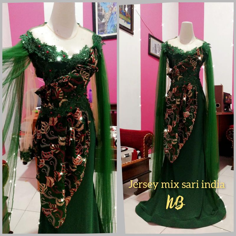 baju singer/baju penyanyi/baju wedding/duyung sari ijo pita lipat besar