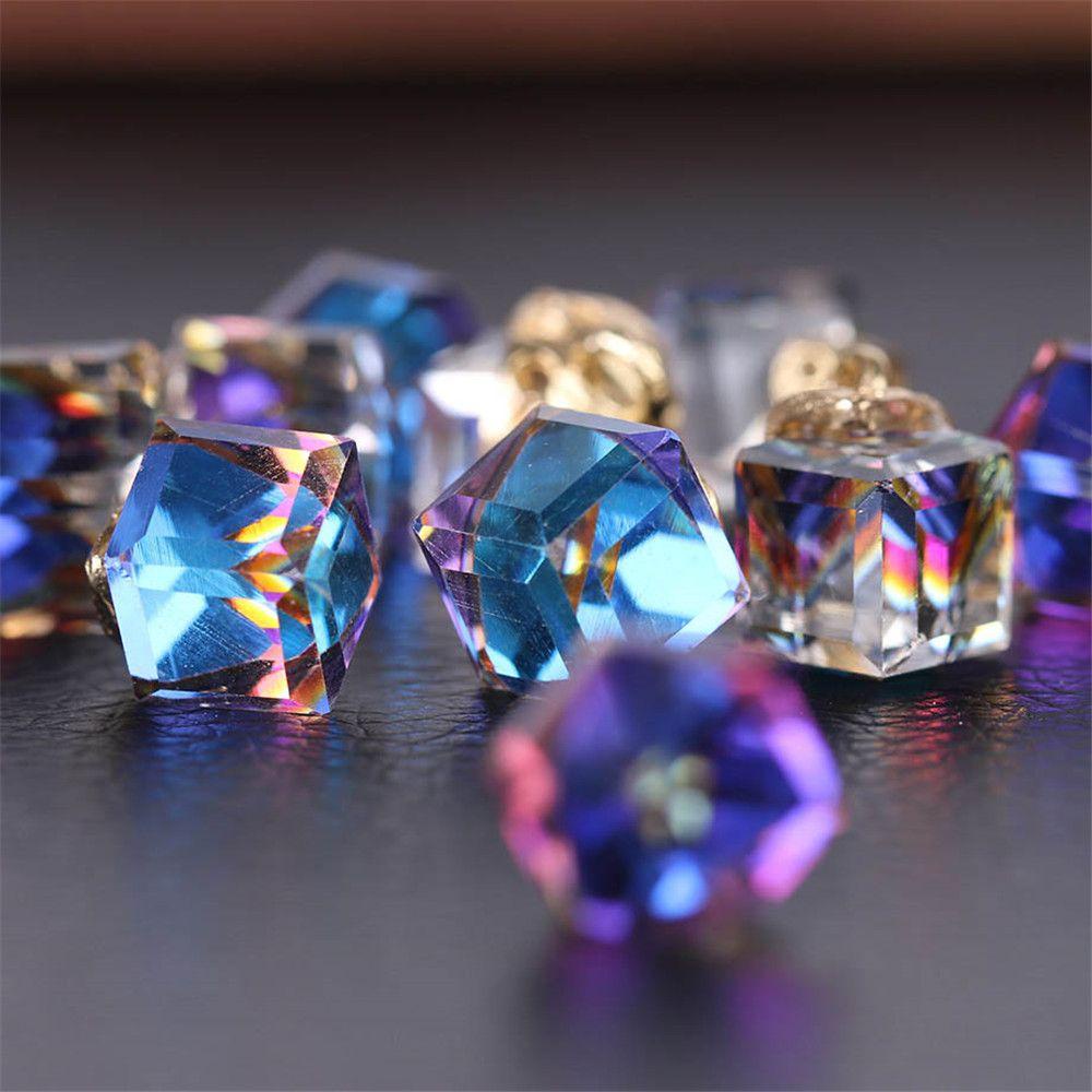 Wonder 10pcs Manik-Manik Kristal Kubus 2mm Kerajinan Handmade Gelang Komponen