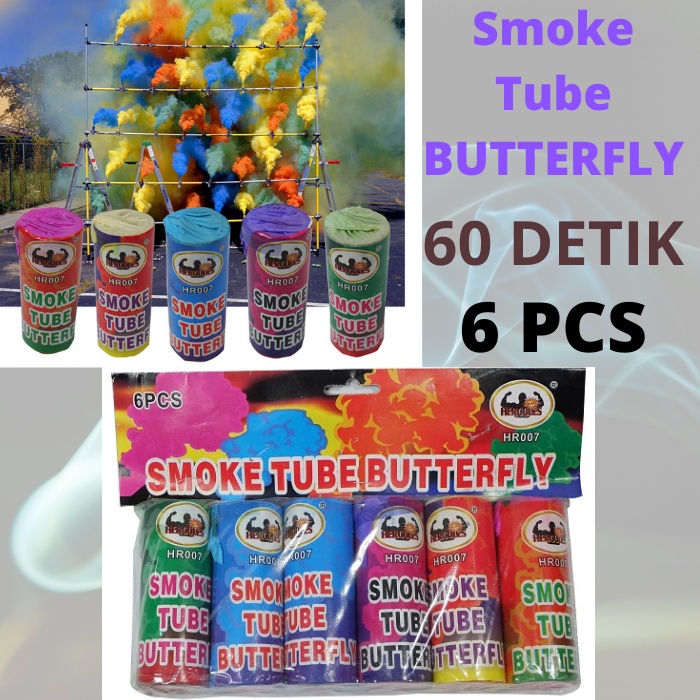 Kembang Api Smoke Supporter - Asap Suporter Pipa Asap Tongkat Asap Red Smoke ButterFly Hercules HR 007 1 pack (6 pcs)