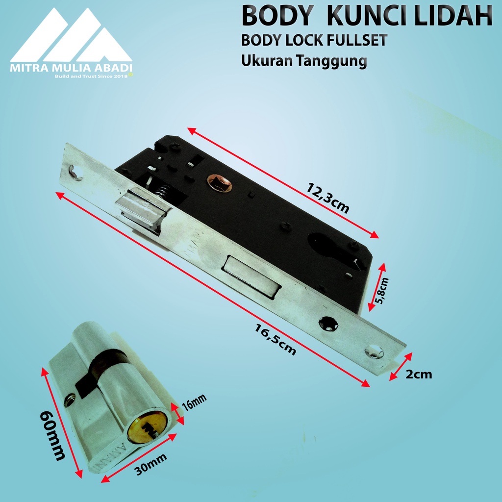 Kunci Bodi Lidah Pintu Rumah Tanggung Biasa