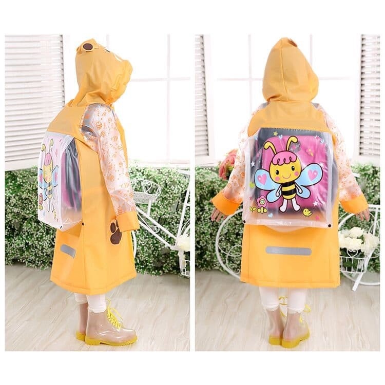 Jas Hujan Anak Perempuan Laki Laki Ransel Motif Karakter Lucu - Raincoat Anak Terusan Kantong Karakter