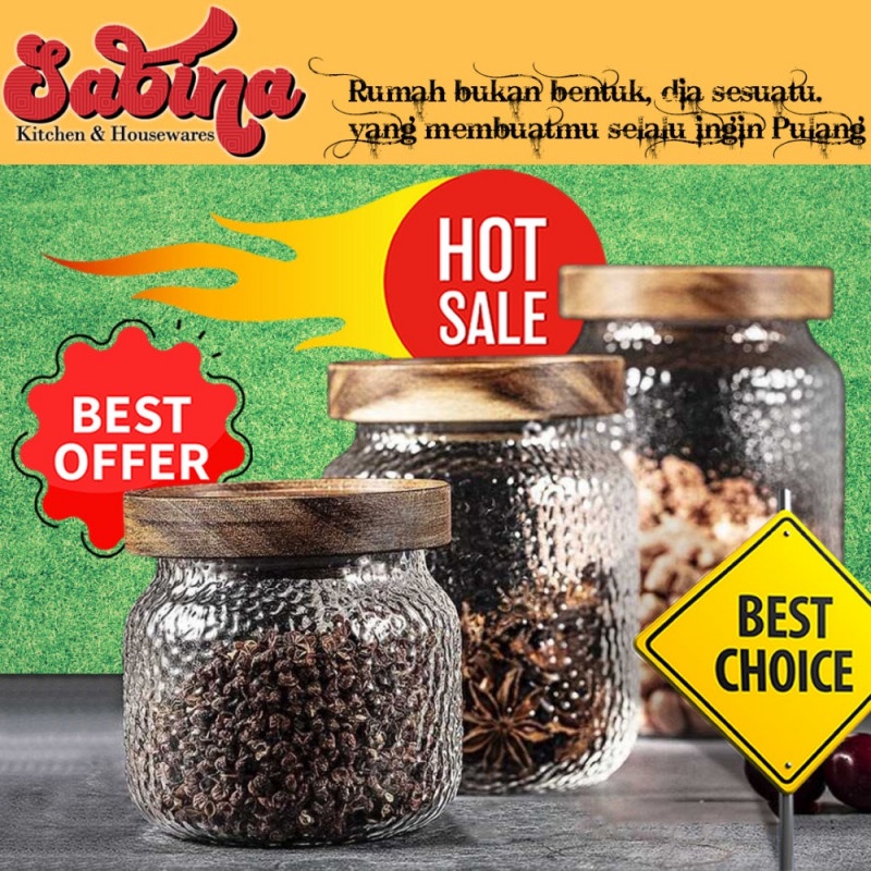 Toples Kaca Estetik Botol Penyimpanan Makanan Unik Glass Storage Jar