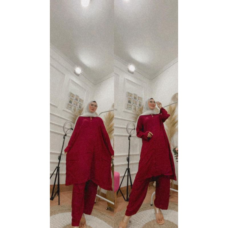 set long tunik polos rayon viscose