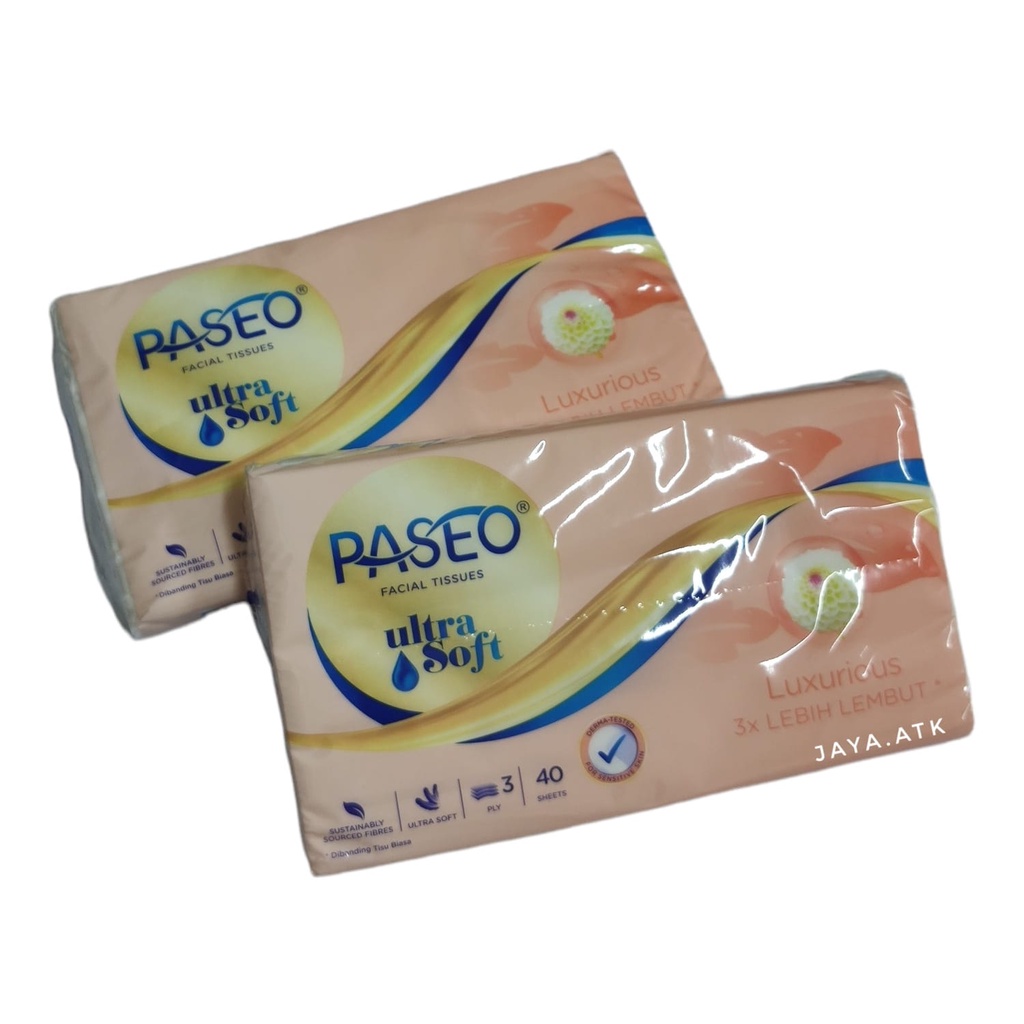 TISU PASEO ULTRA SOFT 40 LBR 3 PLY FACIAL TISSUE TRAVEL LUXURIOUS