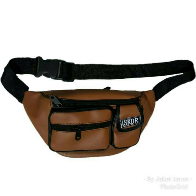 Tas waistbag pria pu leather tas selempang pria