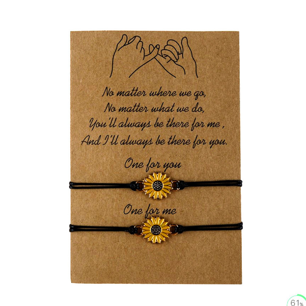 Woven Sunflower Chrysanthemum Friendship Rope Bracelet Daisy Couple Bracelet