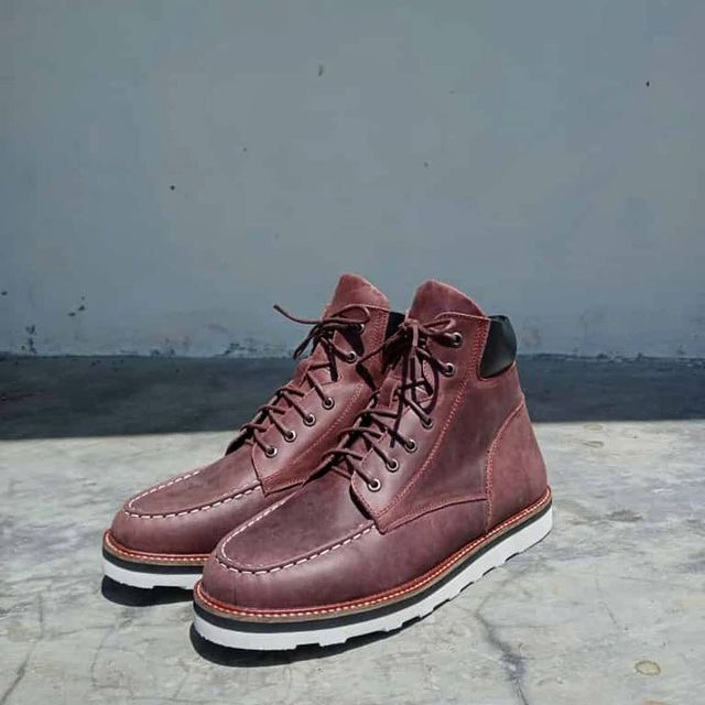 Sepatu Boots Mirip Redwing Moctoe Kulit Sapi Asli Handmade Original