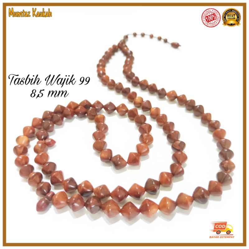 Tasbih kaukah kaokah wajik 8,5 mm 99 butir koka kokka kauka original kaoka kokkah asli