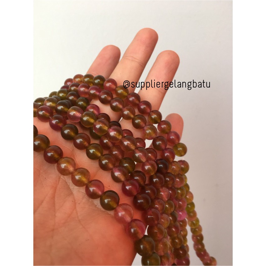 Burgundy Quartz Round Beads 8mm aksesoris premium kuarsa bulat renceng aksesoris craft grosir bahan