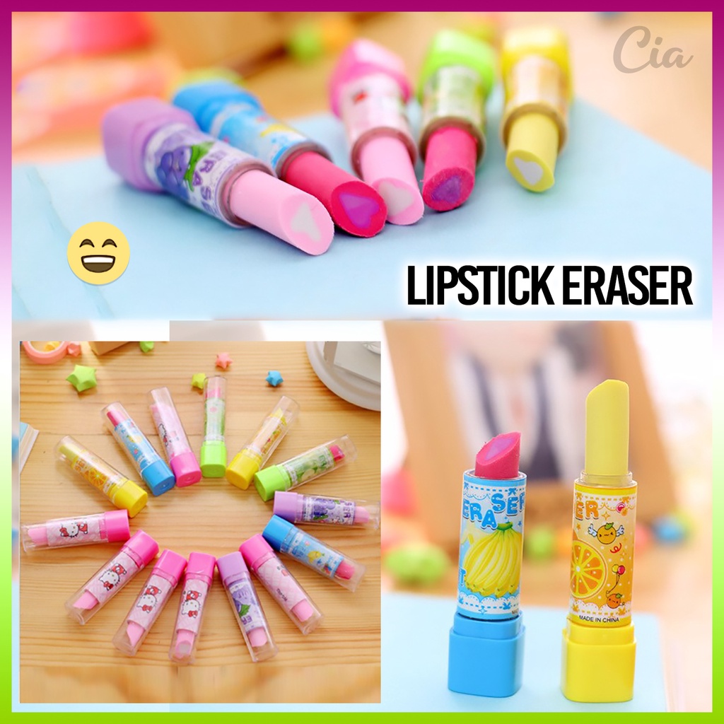 

Penghapus Bentuk Lipstik Hapusan Pensil Karakter Kartun Warna Warni Lipstick Eraser
