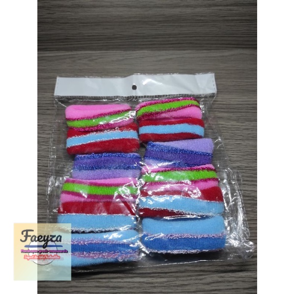 12 pcs ikat rambut dounut kecil belang gliter