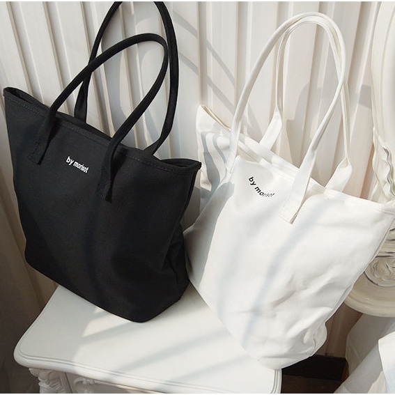 Tas Bahu Tote Bag Wanita Kanvas Model Simple Shopping Bag Keren Casual TW1829