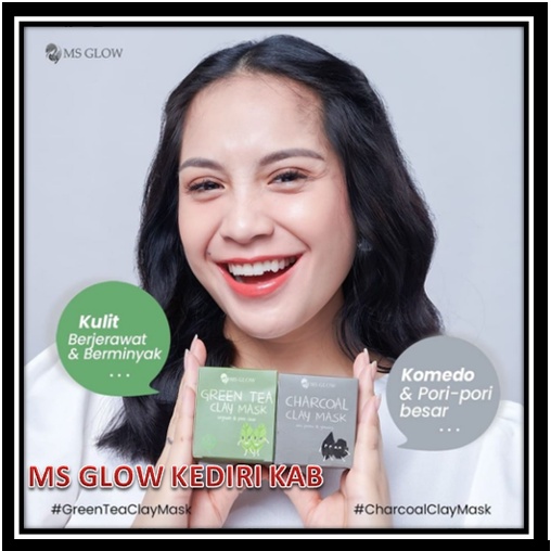 MSGLOW CLAY MASK / MASKER WAJAH CHARCOAL/ GREEN TEA ORI MS GLOW MASKER GREEN TEA MS GLOW / MASKER MS