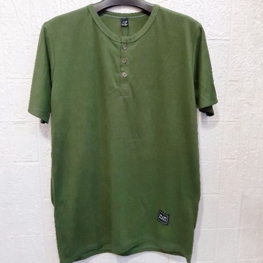 Kaos polos lengan pendek kancing tiga kaos polos pria