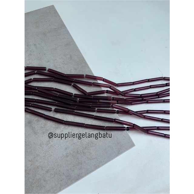 manik glass bead brown quartz 30 x 5mm bahan prakarya gelang kalung