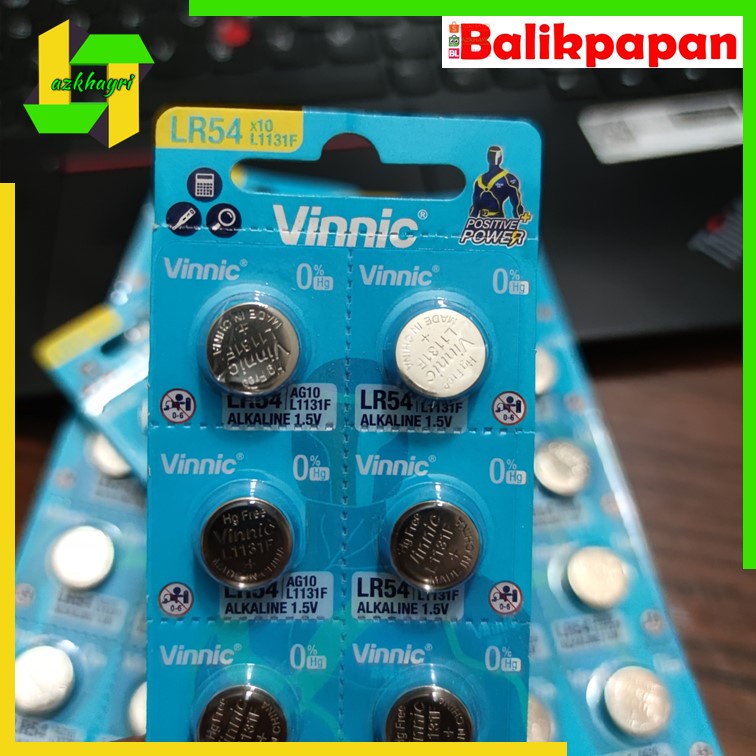 Baterai AG10 Battery L1131F LR54 AG 10 VINNIC Alkaline Batre Kancing Jam