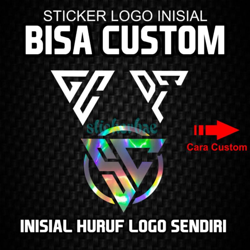 Sticker logo huruf inisial BISA CUSTOM STIKER LOGO INISIAL KAMU cuting sticker Monogram logo GC, custom isi 5 pcs