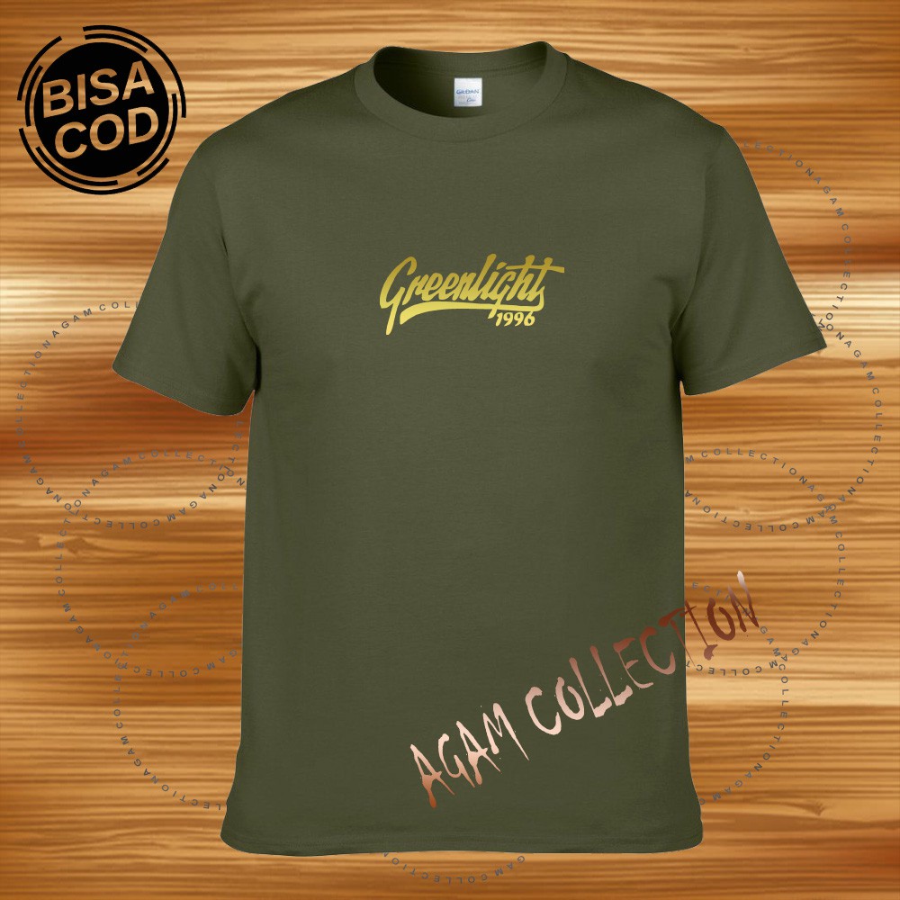 Agam Collection Baju Kaos Distro Greenlight 1996 Text Gold Lengan Pendek  Premium Quality