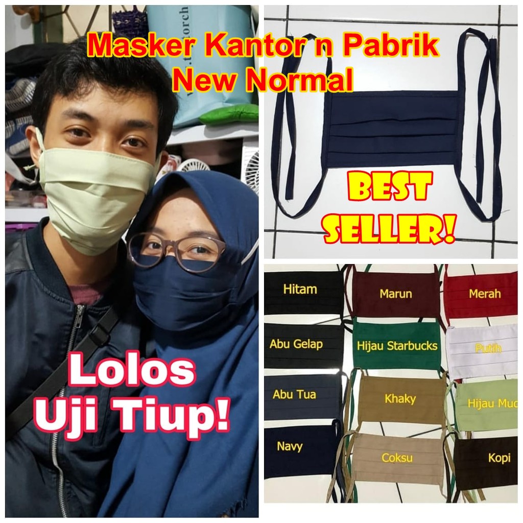 Masker Kain Headloop Bahan Tebal 1 Ply Gak Perlu Tisu Nyaman Awet Untuk New Normal Kantor n Pabrik