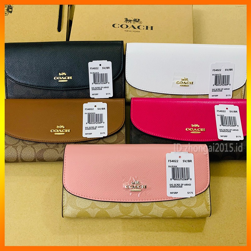 COACH Dompet Panjang Wanita / F54022 Dompet panjang wanita dengan tombol flip