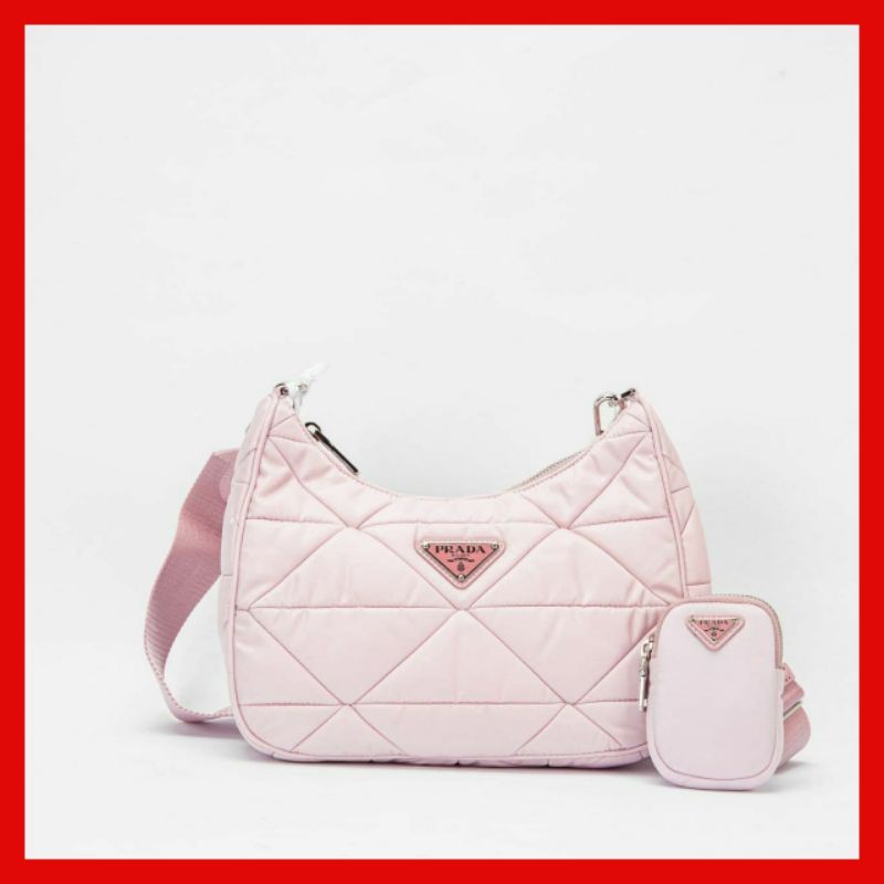 Jual Tas Wanita Prada Re-Edition Nylon Padded Hobo Pochette Bag Color Pink. Branded Original