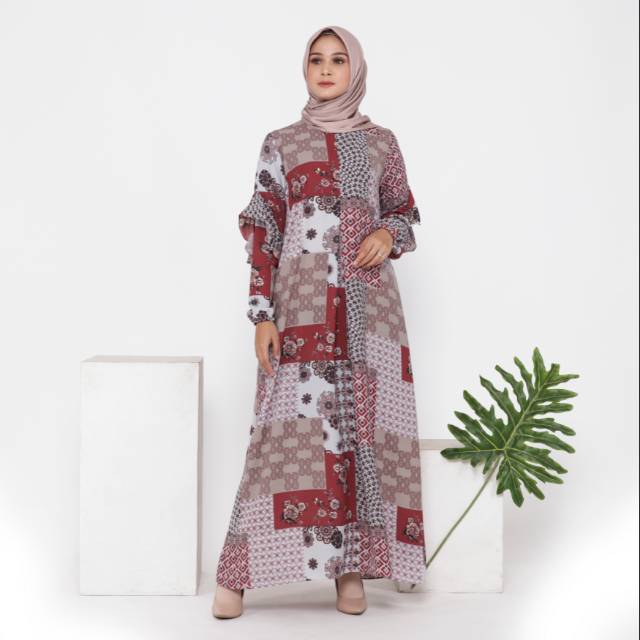 PAULA DRESS PRINTING SCARLET / GAMIS / DRESS MUSLIM
