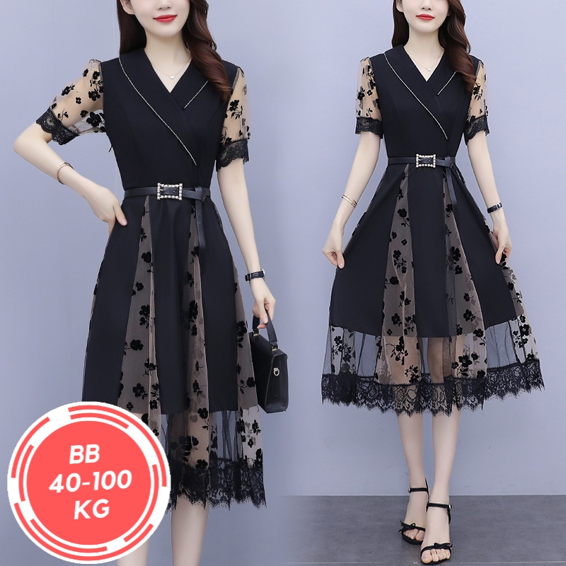 Gaun Dress Bigsize Jumbo 100 Kg Gaun Hitam Ukuran Besar Rok Hitam Gaya Barat
